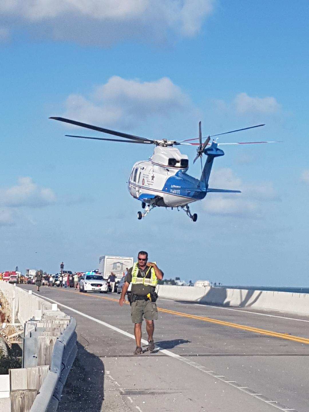 Photo of Trauma Star landing at Channel 2 Bridge during following a major accident on 10-5-18-3