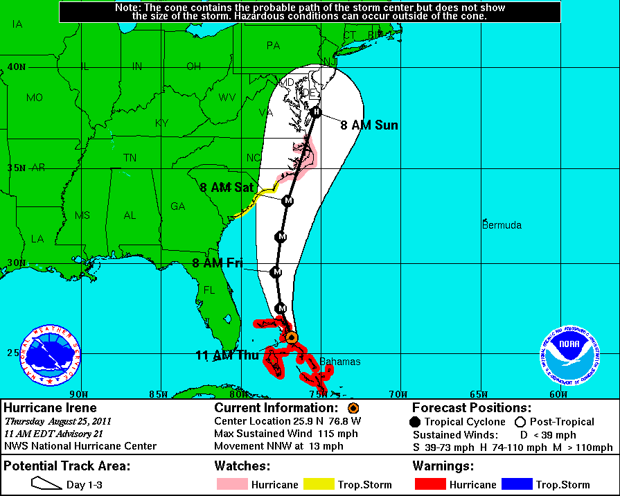 Irene Advisory Map